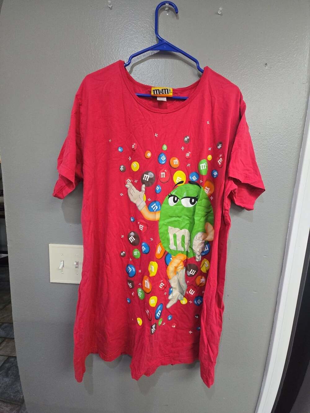 M&M's Graphic Sleep Shirt Size 1X-3X Red Green Character